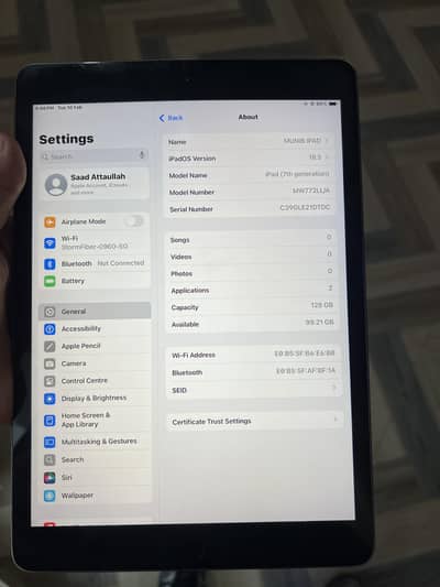 ipad 7th geb for sell urgent 128 gb