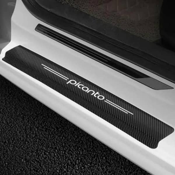 KIA Picanto 3D Carbon Fiber Door Sill Protectors (4 Pcs) | Anti-Scratch Car Scuff Plates