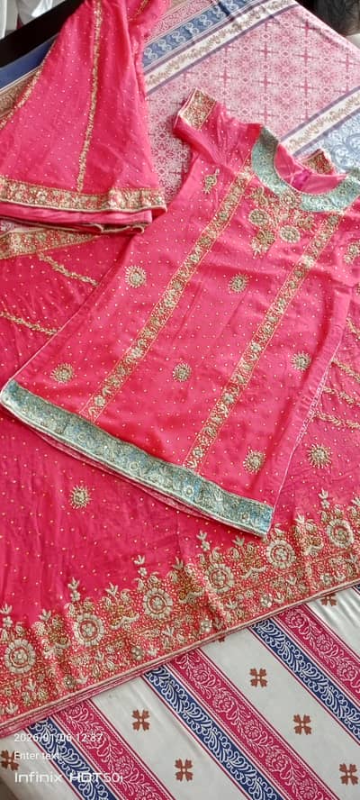 Shirt lehanga and dupata with dabki work