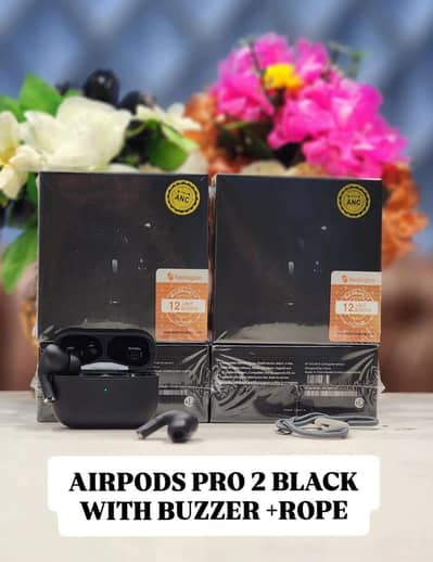 AirPods Pro 2 Black with Buzzer + Rope – 12 Months Warranty