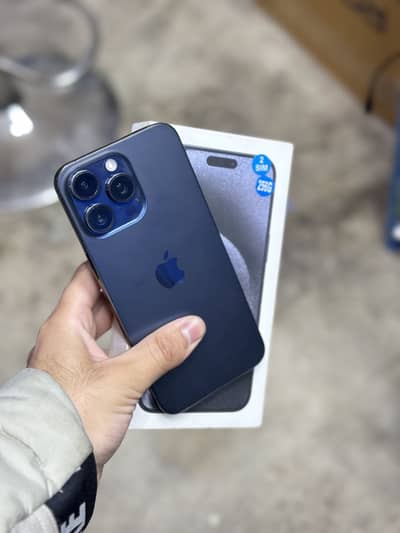 Iphone 15 pro max 256gb blue titanium with box non pta physical dual