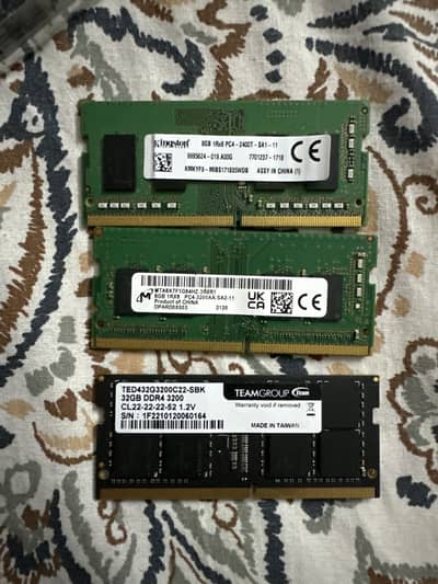 Laptop DDR4 ram 8 gb and 32 gb