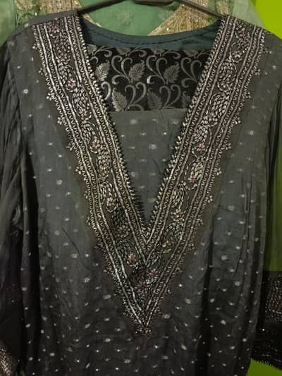 Alkaram semi formal dress 2 piece chiffon embroidered shirt trouser