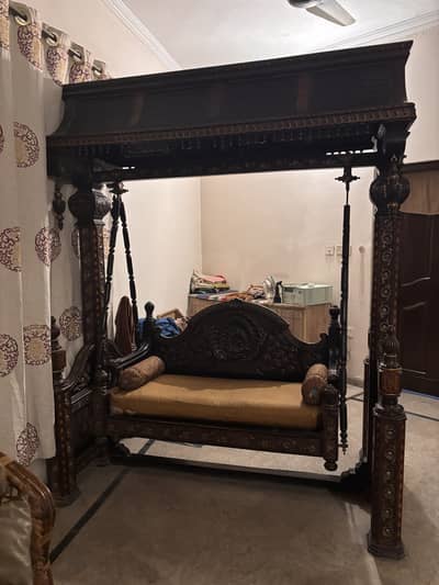 Hand Carved Antique Indoor Wooden Swing