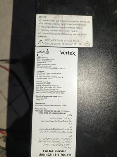 homage verrtex inverter for sale 6 month used
