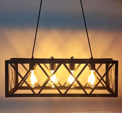 Vintage hanging light / Chandelier- 3 Bulb Cafě style light.