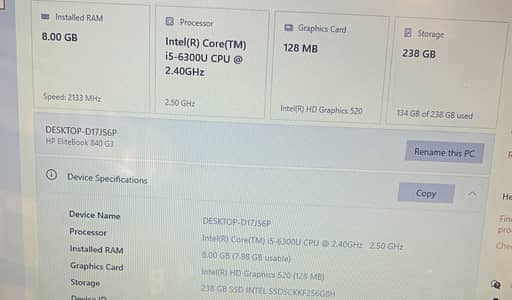 Hp elite book 8-256 gb in a good condition