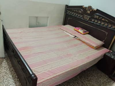 Wooden Bed With Cupboard