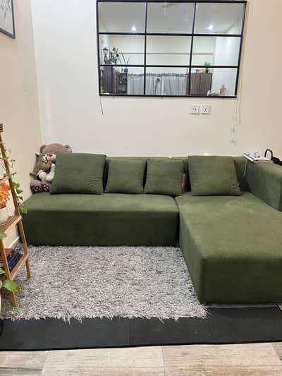 Olive green 5 seater customised sofa