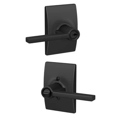 Schlage Latitude Keyed Entry Lever with Century Trim – Matte Black