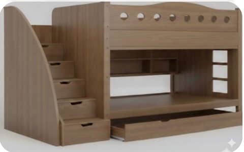 Bunk Bed (Wooden) – Triple Bed