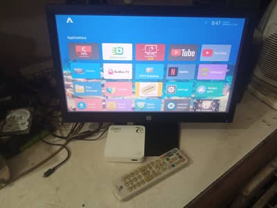 Hp 19"LCD Plus Andriod TV Box Play Youtube Watch Match Moive Drama