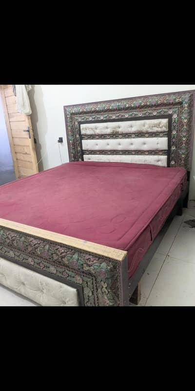 King size bed with spring mattress  used condition