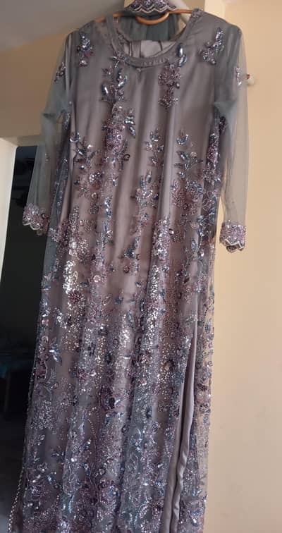 valima net Dress, stunning party look , heavy embroidery  SIZE "M"