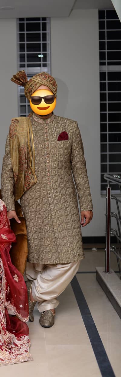 Groom Sherwani with Free Turban and Matching Shoes