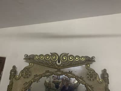 Beautiful carved bed and dressing table gold and copper