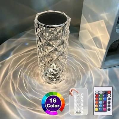 16 Colors Crystal LED Touch Lamp | USB Rechargeable | Remote Control
