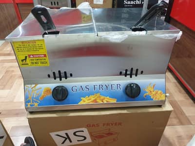 Imported Double 12 Liter Gas Deep Fryer with Built-in Ignition