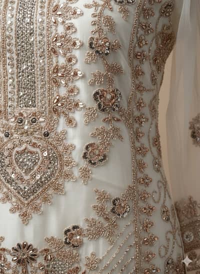 Heavy embroidery dress with 4, piece