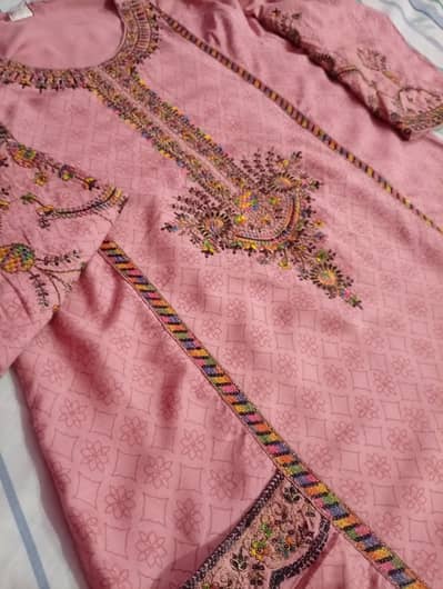 Decent Nd embroidery dress with organza dupta