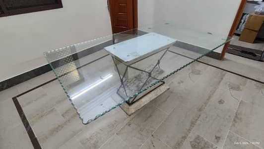 Dinning Table with Heavy Glass۔۔۔Imoorted