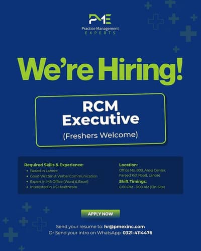  We’re Hiring – RCM Executive (Freshers Welcome)