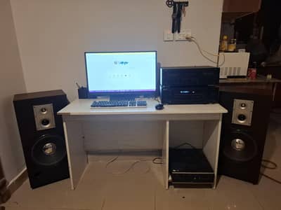 Technics floor standing speakers and Kenwood surround receiver