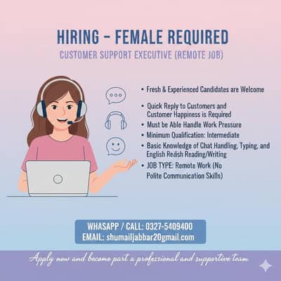 Female required For customer chat support read description