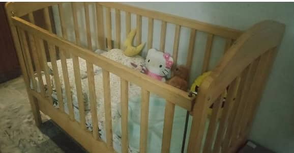 Baby Cot with Mattress & Cushions – Like New