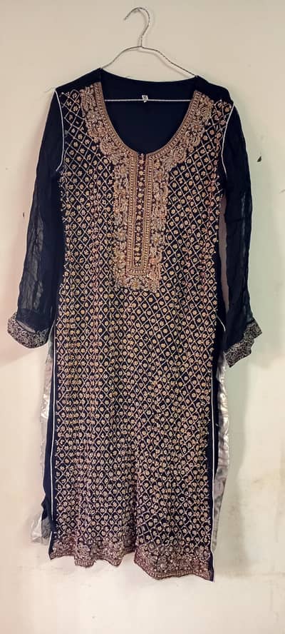 Elegant Black 3-Piece Embroidered Formal Dress – Neat Condition