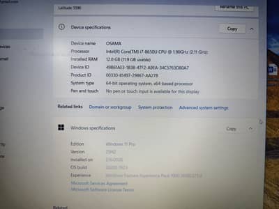 Dell Latitude 5590 i7 8th Gen 8.5/10 12 GB 512 GB