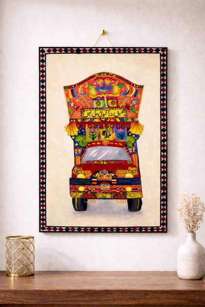 Original Handmade Acrylic Pakistani Truck Art Painting | 12×18 Canvas