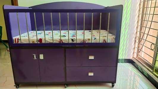 Baby Cot | Wooden Baby Cot with Mattress – Excellent Condition