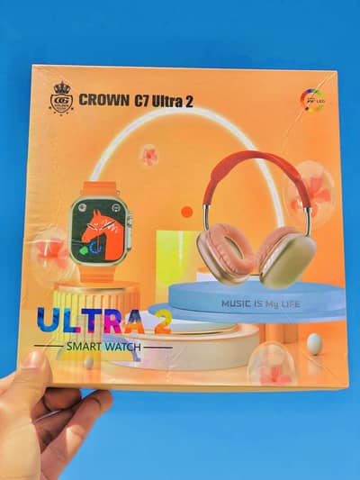 Crown C7 Ultra 2 Smart Watch - 4 steps +      1 Headphone