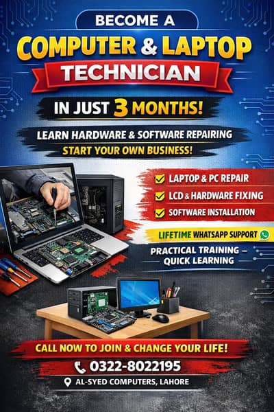 Computer & Laptop Technician Course – 3 Months – Lahore