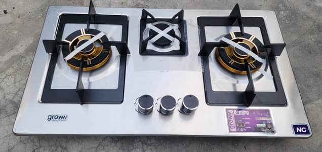 kitchen hob automatic 3 brass burner hob