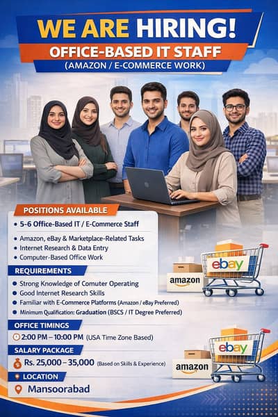 We Are Hiring – Office-Based IT Staff (Amazon / E-Commerce Work)