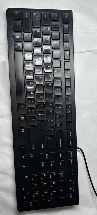 Lenovo Black Silk Wired Keyboard – Full Size USB, Smooth & Durable Key