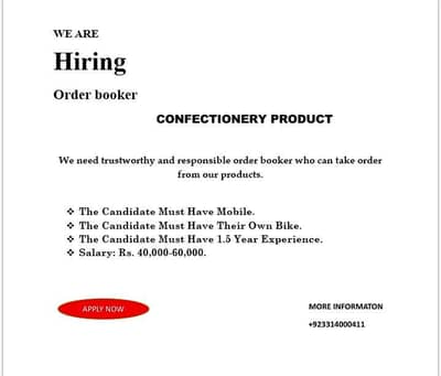 order bookar required confectionery products