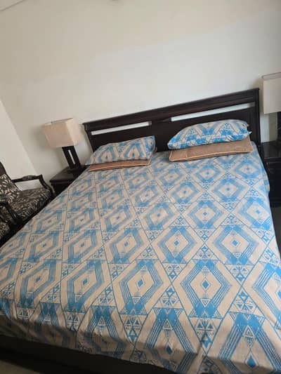 bed with 2 side table with mattress