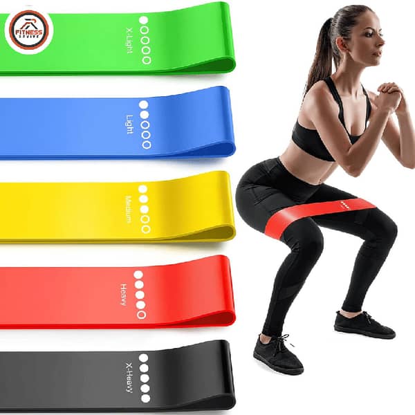 5-Level Mini Loop Resistance Band Set in Multicolor for Glutes, Legs, and Yoga – Natural Latex