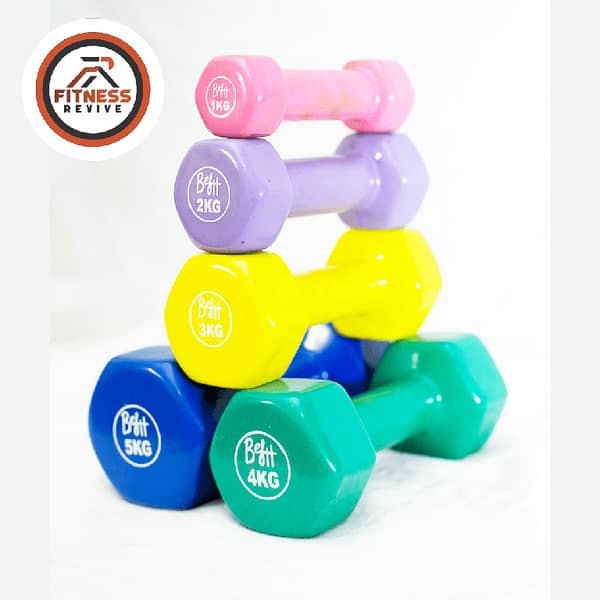 Vinyl Coated Hand Dumbbells Pair (1kg-5kg) – Non-Slip Grip Weights for Yoga, Aerobics & Home Fitness
