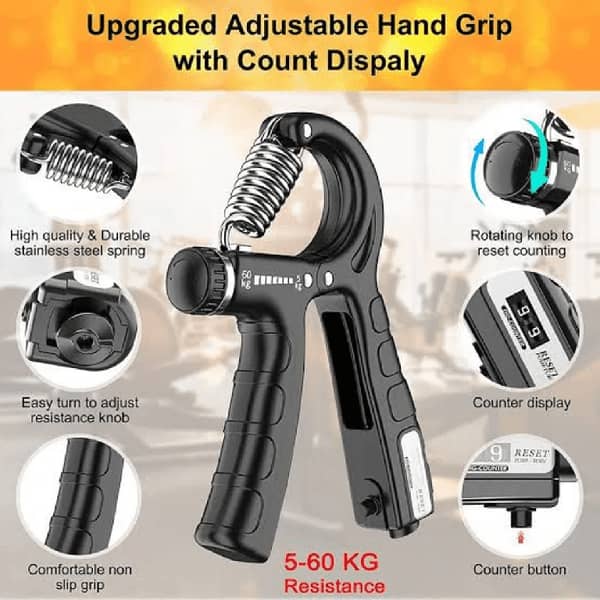 Adjustable Handgripper with Counter (5–60 kg) – Quality Handgrip for Strength Training and Forearm Development