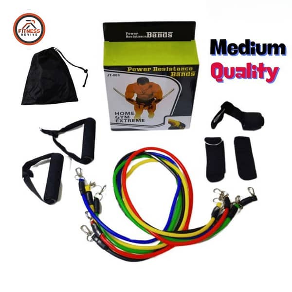 11-Piece Latex Resistance Band Set for Fitness, Yoga & Pilates with Handles, Ankle Straps, Door Anchor, and Carry Bag