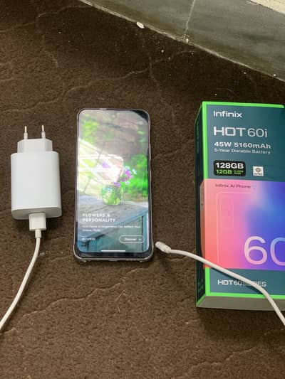 Infinix Hot60i 6+6/128 pta approved with box ,charger and warranty
