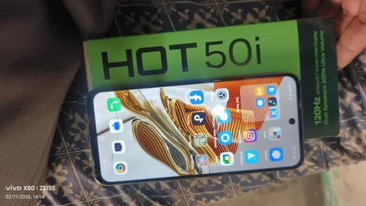 infnix hot50i 6+6 /128 wth box chargr no opan no rapare