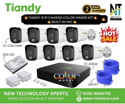 TIANDY IP Camera Complete Kits – Color & IR | With Mic | NVR Included