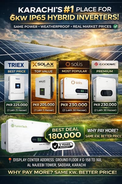 Fusion Tech 6KW Hybrid Solar Inverter IP65 5Years Warranty