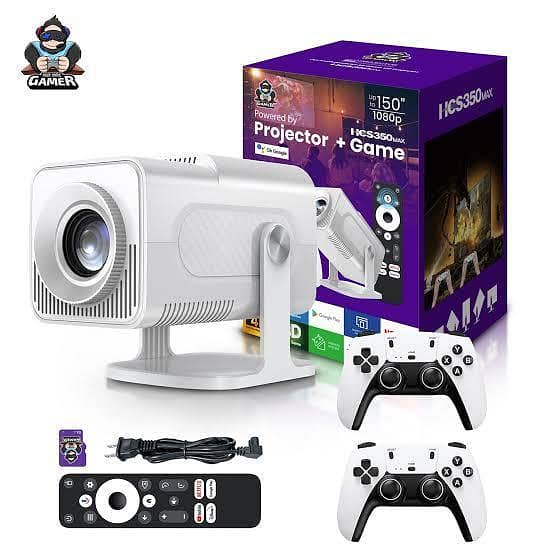 HCS 350 MAX, S40 Max & P30 Ultra: 2-in-1 Game Projector with 4K Android 14, 450 ANSI Lumen, Wireless Gamepad