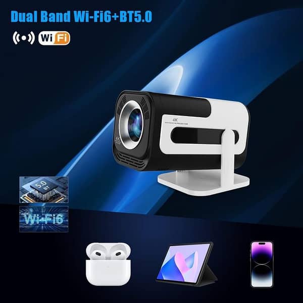 JY320 Smart Projector - Portable Android 13, 2GB/16GB, HD 4K-Ready for Home Theater